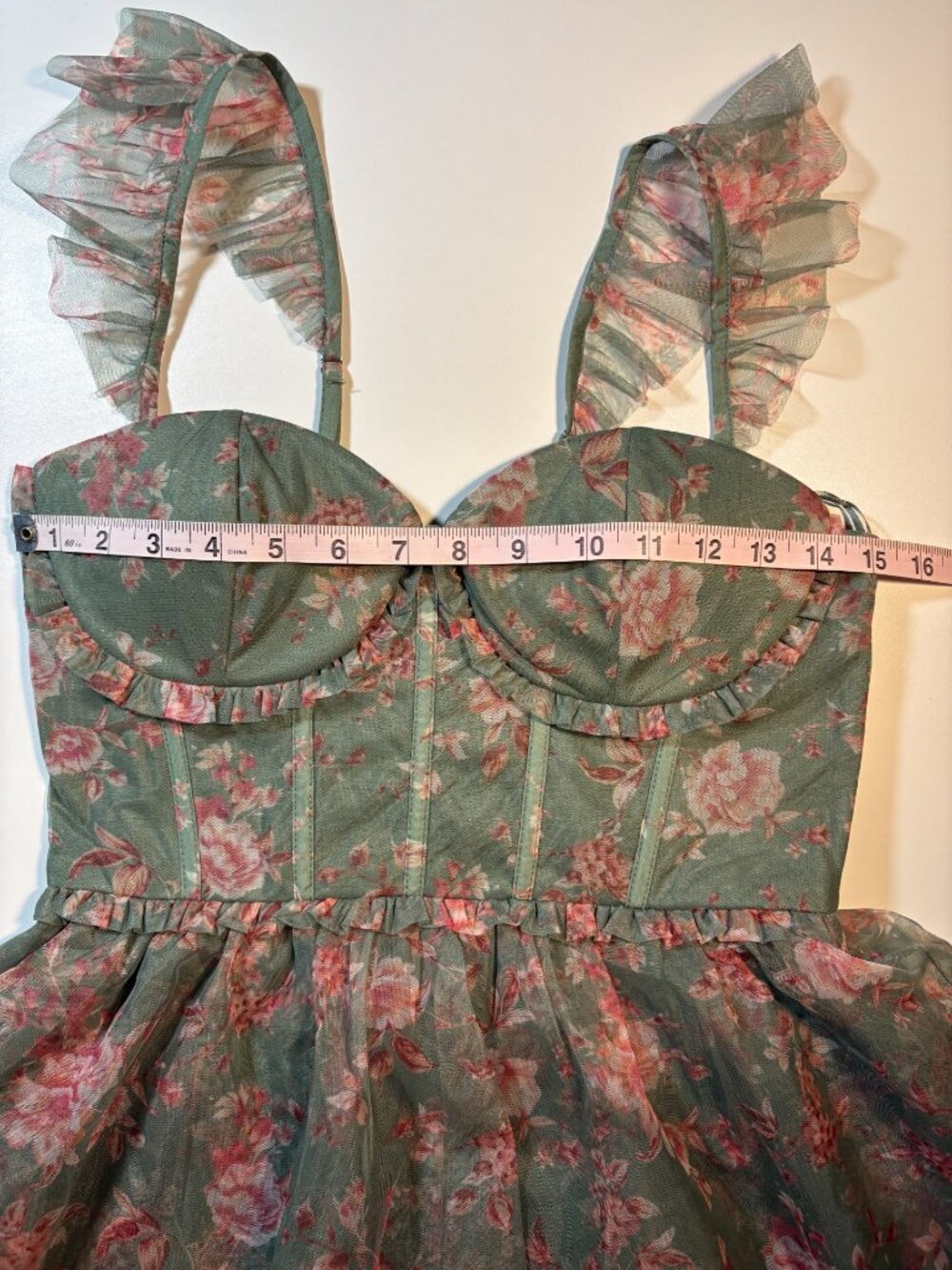 VICI Floral Corset Tiered Mesh Maxi Dress Cottagecore Fairycore Romantic Medium - Picture 8 of 10